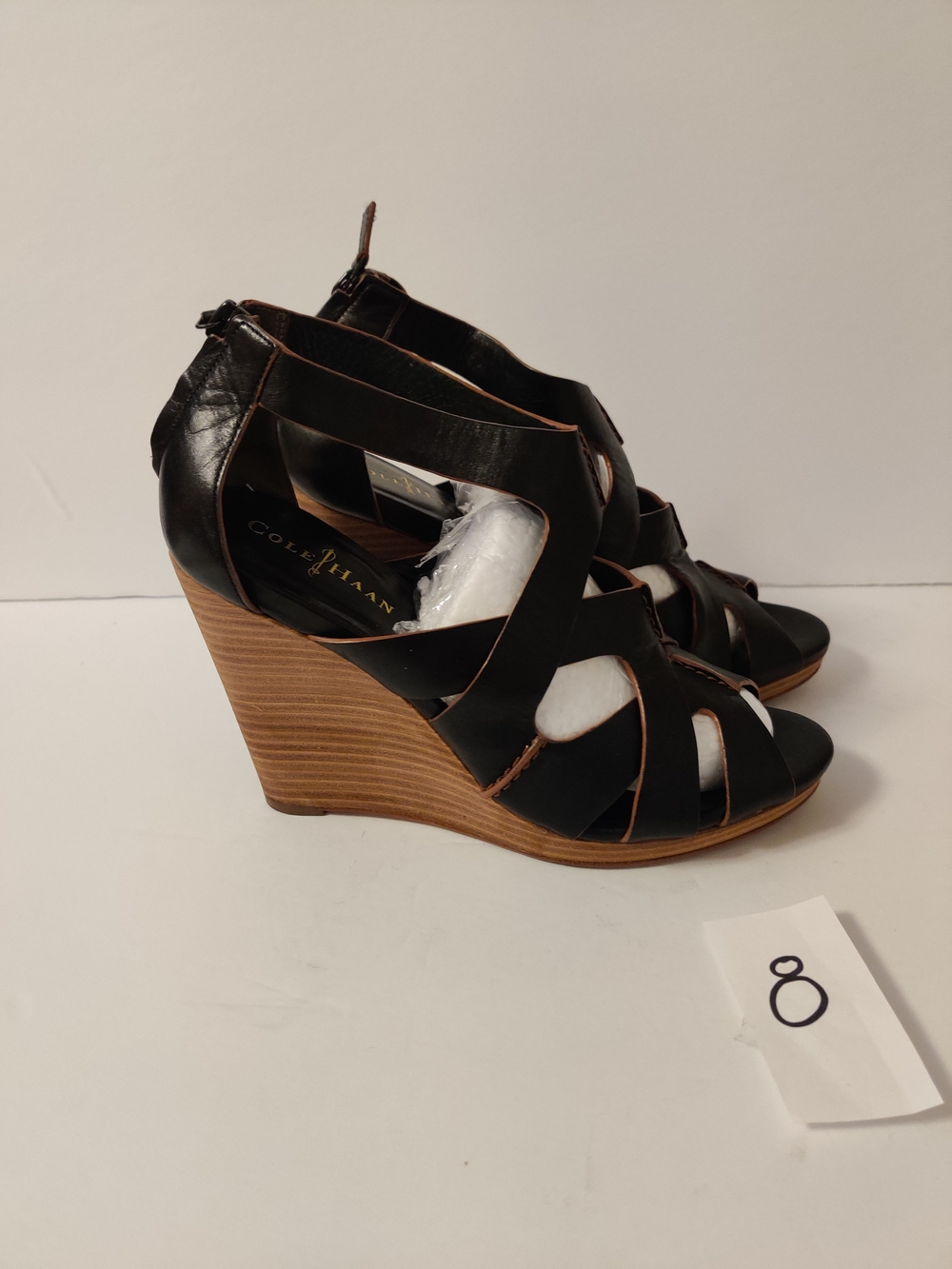 Cole Haan Black Wedge Sandals Size US 8.5